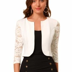 Allegra K Women's Lace Long Sleeve Top Cardigan 34 Allegra K Women's Lace Long Sleeve Top Cardigan