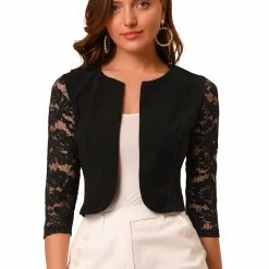 Allegra K Women's Lace Long Sleeve Top Cardigan 28 Allegra K Women's Lace Long Sleeve Top Cardigan