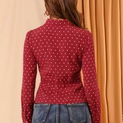 Allegra K Women's Vintage Heart Shirt Elegant Button Front Blouse Peter Pan Collar Top