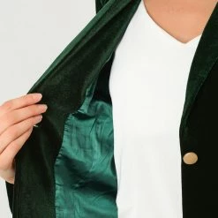 Allegra K Women's 1 Button Velvet Blazer Lapel Business Office Crop Suit Jacket