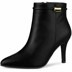 Allegra K Women's Stiletto Heels Pointed Toe Side Zip Ankle Boots 28 Allegra K Women's Stiletto Heels Pointed Toe Side Zip Ankle Boots