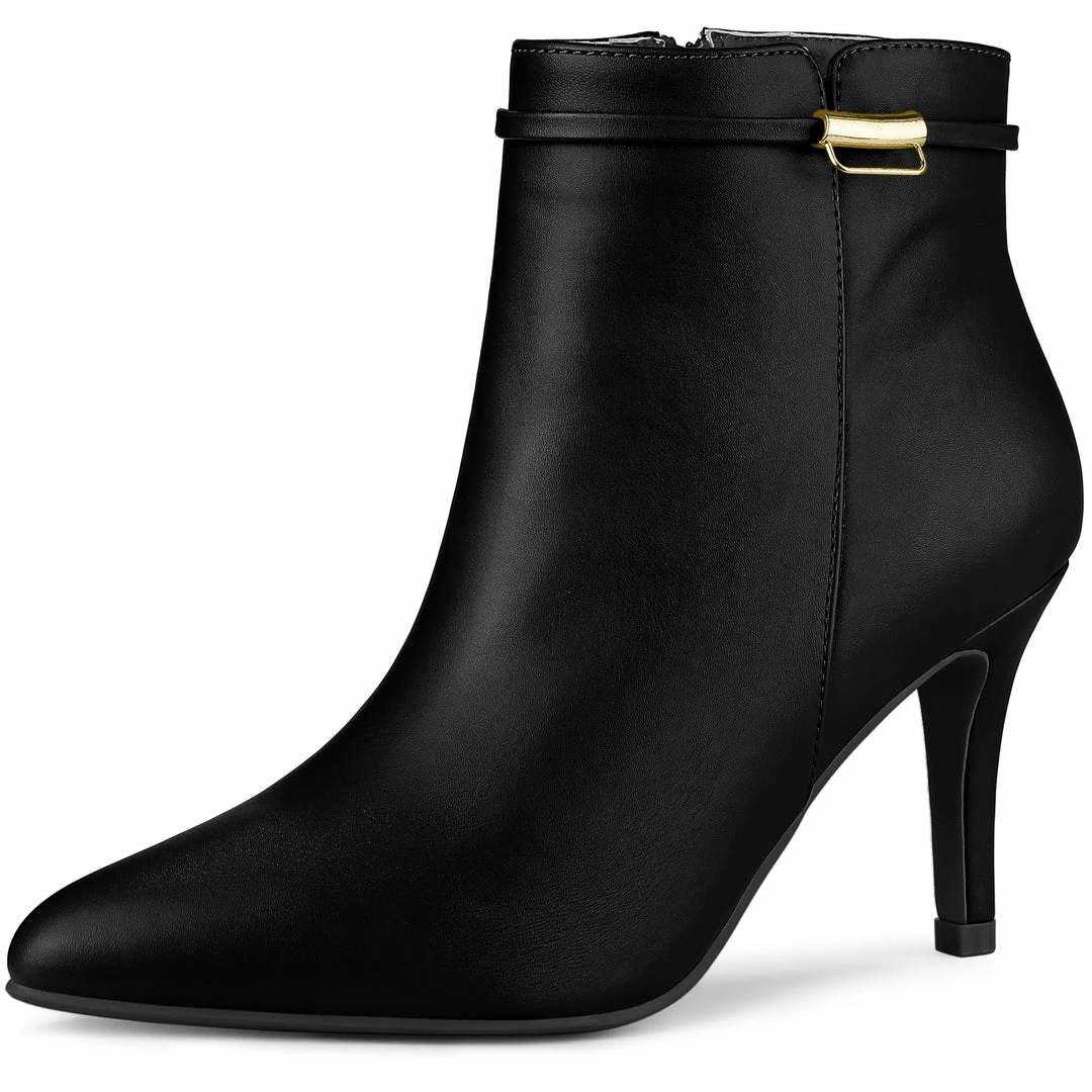 Allegra K Women's Stiletto Heels Pointed Toe Side Zip Ankle Boots 10 Allegra K Women's Stiletto Heels Pointed Toe Side Zip Ankle Boots