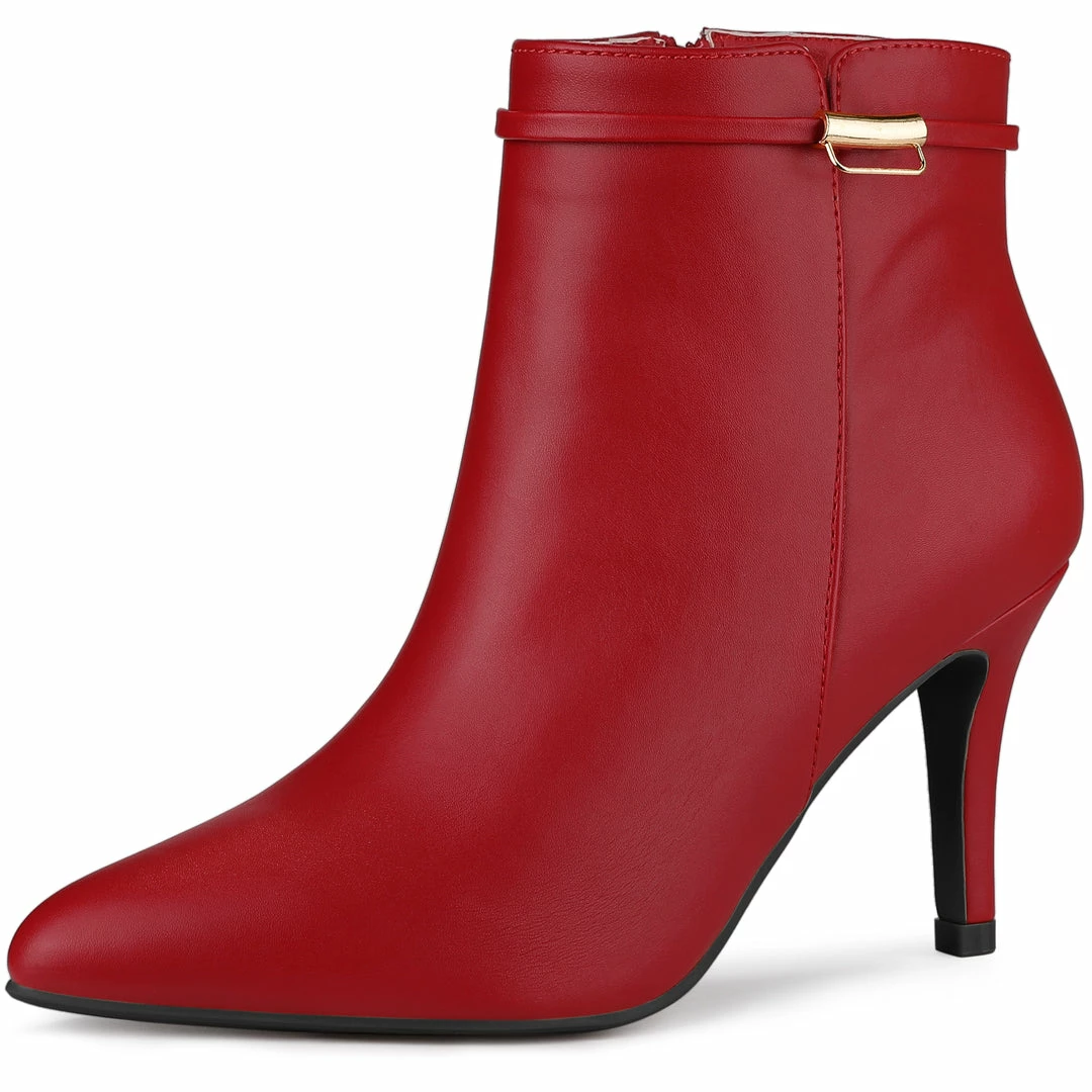 Allegra K Women's Stiletto Heels Pointed Toe Side Zip Ankle Boots 4 Allegra K Women's Stiletto Heels Pointed Toe Side Zip Ankle Boots