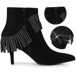 Allegra K Shoes Women's Pointed Toe Fringe Stiletto Heel Ankle Boots 35 Allegra K Shoes Women's Pointed Toe Fringe Stiletto Heel Ankle Boots