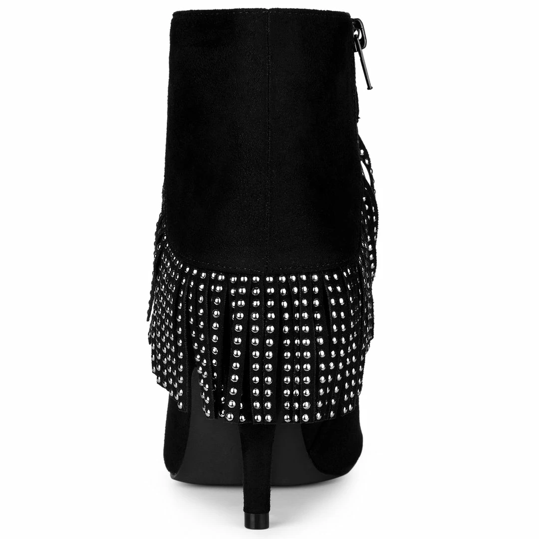 Allegra K Shoes Women's Pointed Toe Fringe Stiletto Heel Ankle Boots 20 Allegra K Shoes Women's Pointed Toe Fringe Stiletto Heel Ankle Boots