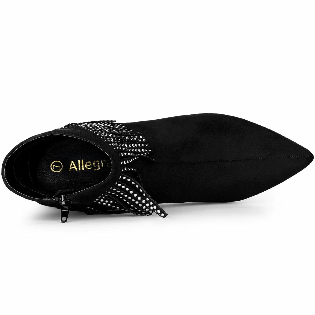 Allegra K Shoes Women's Pointed Toe Fringe Stiletto Heel Ankle Boots 21 Allegra K Shoes Women's Pointed Toe Fringe Stiletto Heel Ankle Boots