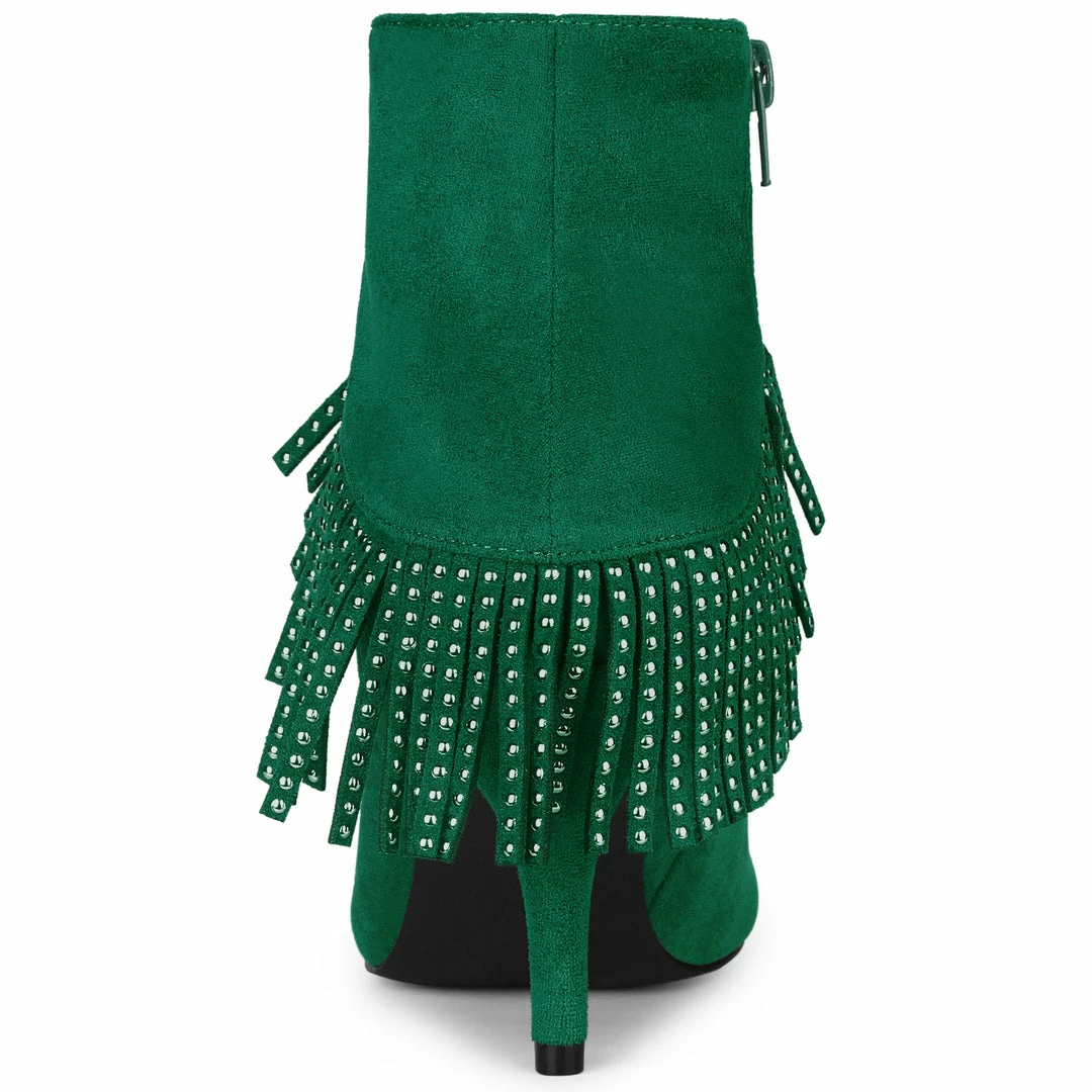 Allegra K Shoes Women's Pointed Toe Fringe Stiletto Heel Ankle Boots 8 Allegra K Shoes Women's Pointed Toe Fringe Stiletto Heel Ankle Boots