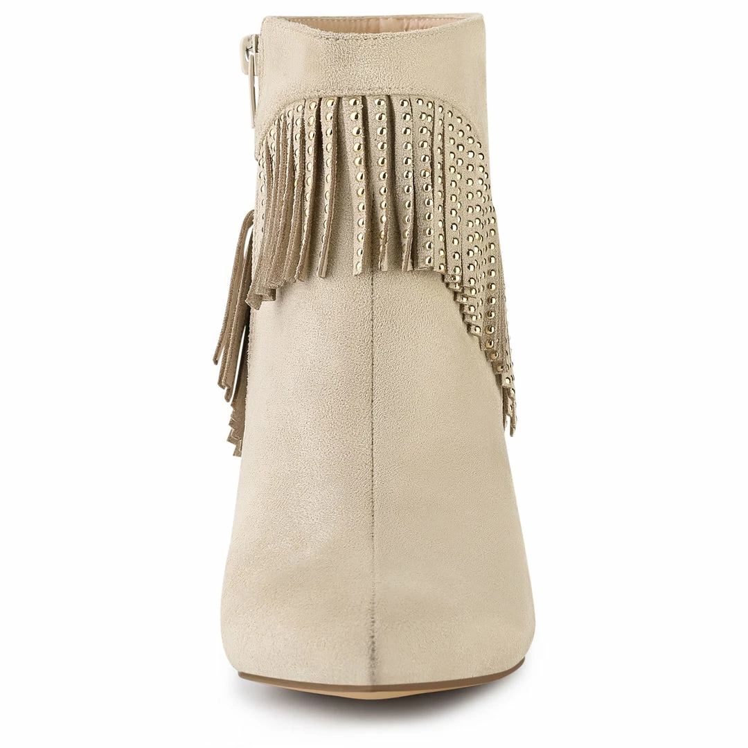Allegra K Shoes Women's Pointed Toe Fringe Stiletto Heel Ankle Boots 13 Allegra K Shoes Women's Pointed Toe Fringe Stiletto Heel Ankle Boots
