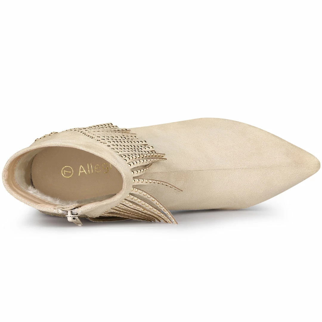 Allegra K Shoes Women's Pointed Toe Fringe Stiletto Heel Ankle Boots 15 Allegra K Shoes Women's Pointed Toe Fringe Stiletto Heel Ankle Boots