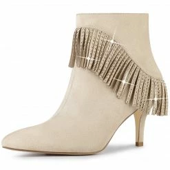 Allegra K Shoes Women's Pointed Toe Fringe Stiletto Heel Ankle Boots 28 Allegra K Shoes Women's Pointed Toe Fringe Stiletto Heel Ankle Boots