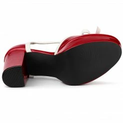 Allegra K Women's Platform Bow T Strap Chunky Heels Pumps