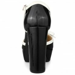 Allegra K Women's Platform Bow T Strap Chunky Heels Pumps