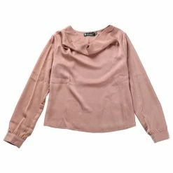 Allegra K Women's Work Elegant Long Sleeve Satin Cowl Neck Top