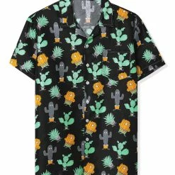 Allegra K Men's Hawaiian Beach Shirts Short Sleeve Button Down Summer Color Block Printed Shirt