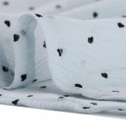 Allegra K Women's Dots Peplum Shirt Ruffle Cuff Semi Sheer Bow Tie Neck Blouse