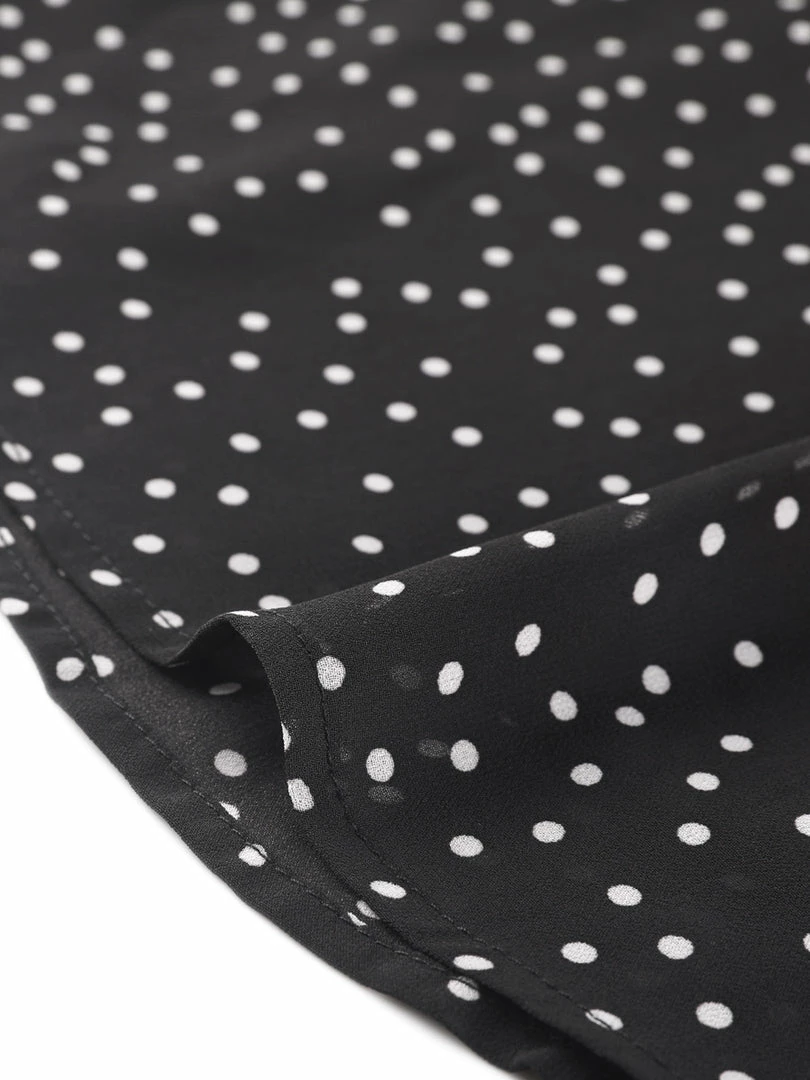 Allegra K Women's Dots Chiffon Top Elegant Crew Neck Ruffle Blouse 9 Allegra K Women's Dots Chiffon Top Elegant Crew Neck Ruffle Blouse