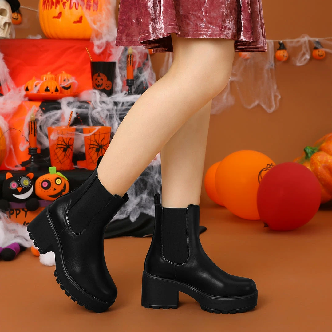 Allegra K Women's Platform Chunky Heel Chelsea Ankle Boots Combat Boots Shoes 11 Allegra K Women's Platform Chunky Heel Chelsea Ankle Boots Combat Boots Shoes