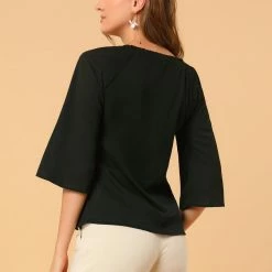 Allegra K Women's Self-Tie Neck Cut Out Raglan Sleeves Work Office Blouse Tops 26 Allegra K Women's Self-Tie Neck Cut Out Raglan Sleeves Work Office Blouse Tops