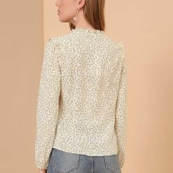 Allegra K Women's Floral Top Ruffle Tie Neck Chiffon Blouse 14 Allegra K Women's Floral Top Ruffle Tie Neck Chiffon Blouse