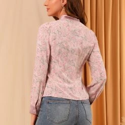 Allegra K Women's Long Sleeve Bow Tie Office Ladies Tops Floral Chiffon Blouse 14 Allegra K Women's Long Sleeve Bow Tie Office Ladies Tops Floral Chiffon Blouse