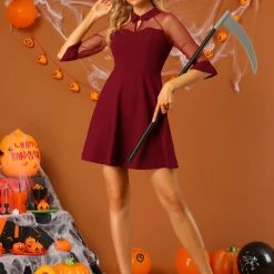 Allegra K Women's Cocktail Dresses 3/4 Sleeves Keyhole Neck Mesh Sheer Party A-Line Dress 17 Allegra K Women's Cocktail Dresses 3/4 Sleeves Keyhole Neck Mesh Sheer Party A-Line Dress