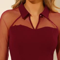 Allegra K Women's Cocktail Dresses 3/4 Sleeves Keyhole Neck Mesh Sheer Party A-Line Dress 21 Allegra K Women's Cocktail Dresses 3/4 Sleeves Keyhole Neck Mesh Sheer Party A-Line Dress