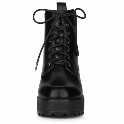 Allegra K Women's Platform Lace Up Ankle Boots Chelsea Combat Boots