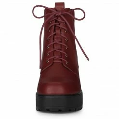 Allegra K Women's Platform Lace Up Ankle Boots Chelsea Combat Boots