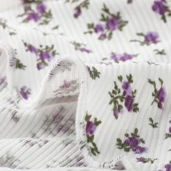 Allegra K Women's Floral Blouse Ruffles Neck 3/4 Ruffle Sleeve Frilled Top