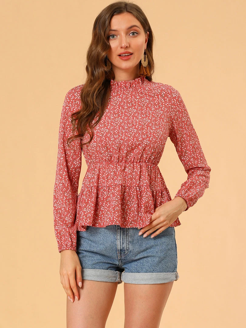 Allegra K Women's Long Sleeve Ruffle Neck Peplum Top 5 Allegra K Women's Long Sleeve Ruffle Neck Peplum Top