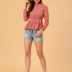 Allegra K Women's Long Sleeve Ruffle Neck Peplum Top 12 Allegra K Women's Long Sleeve Ruffle Neck Peplum Top