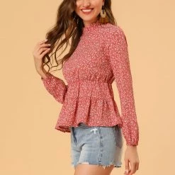 Allegra K Women's Long Sleeve Ruffle Neck Peplum Top 13 Allegra K Women's Long Sleeve Ruffle Neck Peplum Top