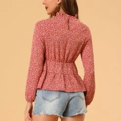 Allegra K Women's Long Sleeve Ruffle Neck Peplum Top 14 Allegra K Women's Long Sleeve Ruffle Neck Peplum Top