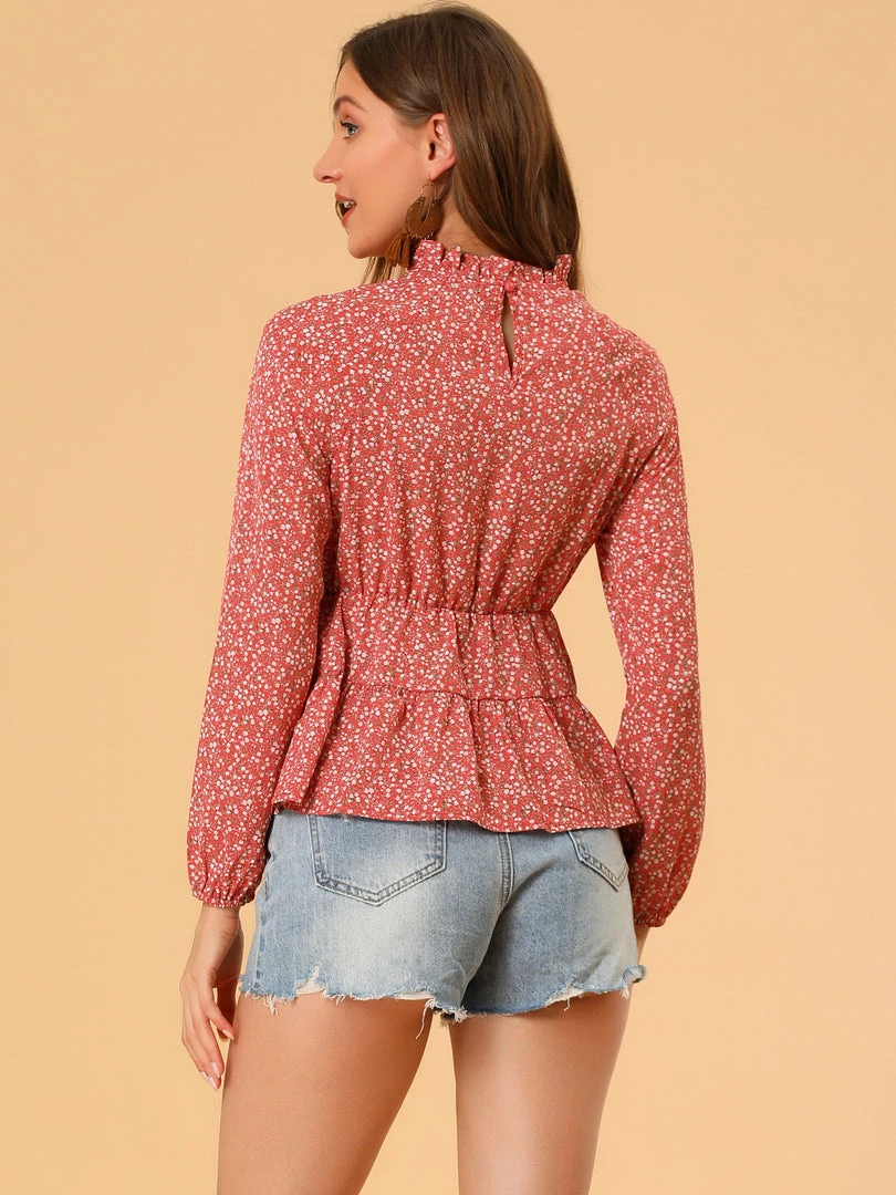 Allegra K Women's Long Sleeve Ruffle Neck Peplum Top 8 Allegra K Women's Long Sleeve Ruffle Neck Peplum Top