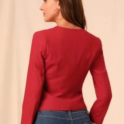 Allegra K Women's Work Office Open Front Zipper Collarless Cropped Blazer 78 Allegra K Women's Work Office Open Front Zipper Collarless Cropped Blazer