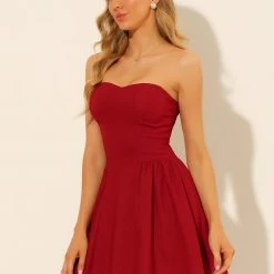 Allegra K Women's Party Mini Strapless Sweetheart Neck Sexy Christmas Tube Top Dress