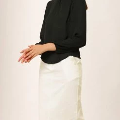 Allegra K Women's Semi-Sheer Top Elegant Stand Collar Chiffon Work Blouses 13 Allegra K Women's Semi-Sheer Top Elegant Stand Collar Chiffon Work Blouses