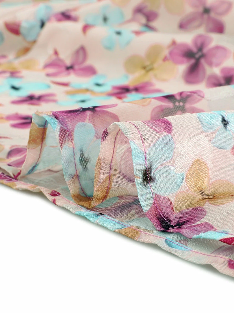 Allegra K Women's V Neck Floral Jacquard Semi-Sheer Sleeve Ruffled Neck Sweet Chiffon Blouse 10 Allegra K Women's V Neck Floral Jacquard Semi-Sheer Sleeve Ruffled Neck Sweet Chiffon Blouse