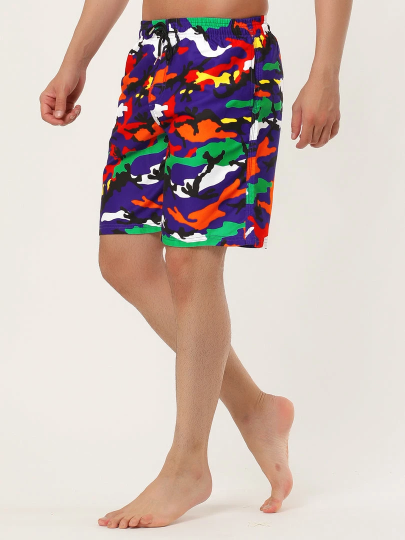 Allegra K Men's Summer Swim Shorts Elastic Waist Drawstring Color Block Striped Board Shorts 5 Allegra K Men's Summer Swim Shorts Elastic Waist Drawstring Color Block Striped Board Shorts