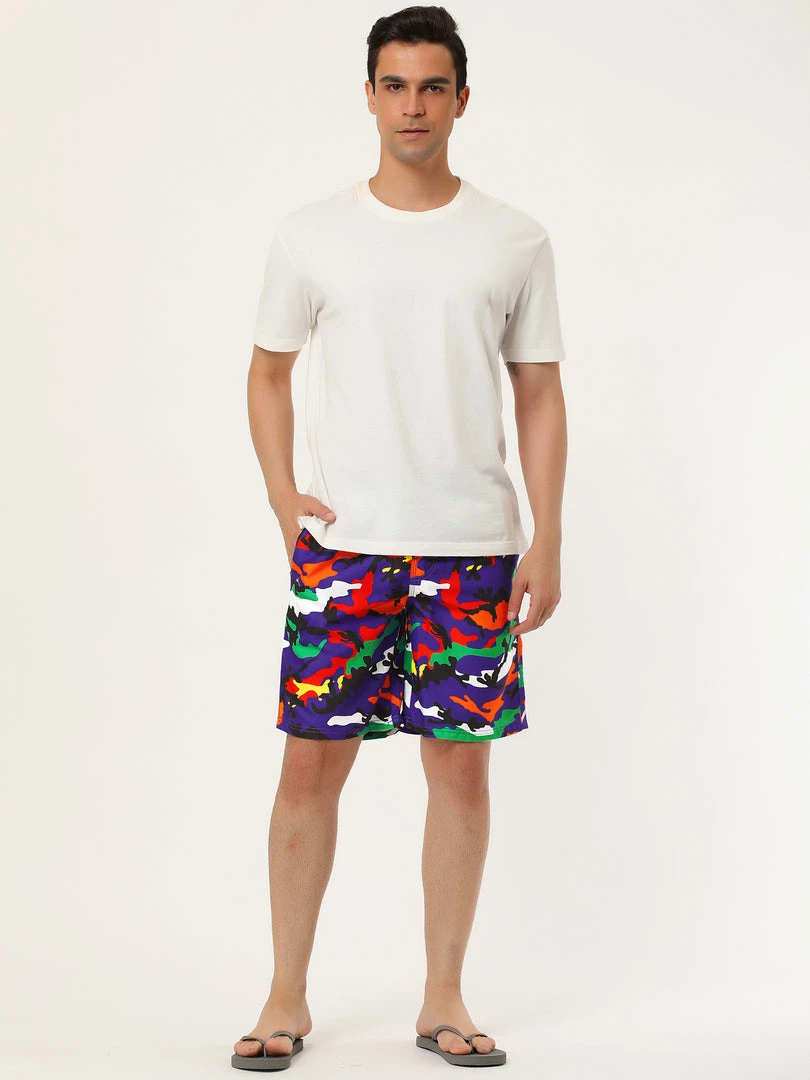 Allegra K Men's Summer Swim Shorts Elastic Waist Drawstring Color Block Striped Board Shorts 6 Allegra K Men's Summer Swim Shorts Elastic Waist Drawstring Color Block Striped Board Shorts