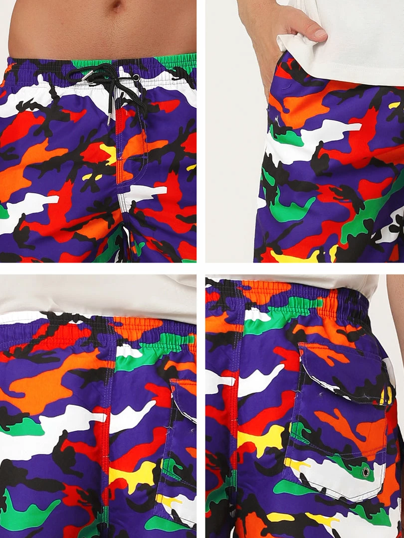 Allegra K Men's Summer Swim Shorts Elastic Waist Drawstring Color Block Striped Board Shorts 9 Allegra K Men's Summer Swim Shorts Elastic Waist Drawstring Color Block Striped Board Shorts