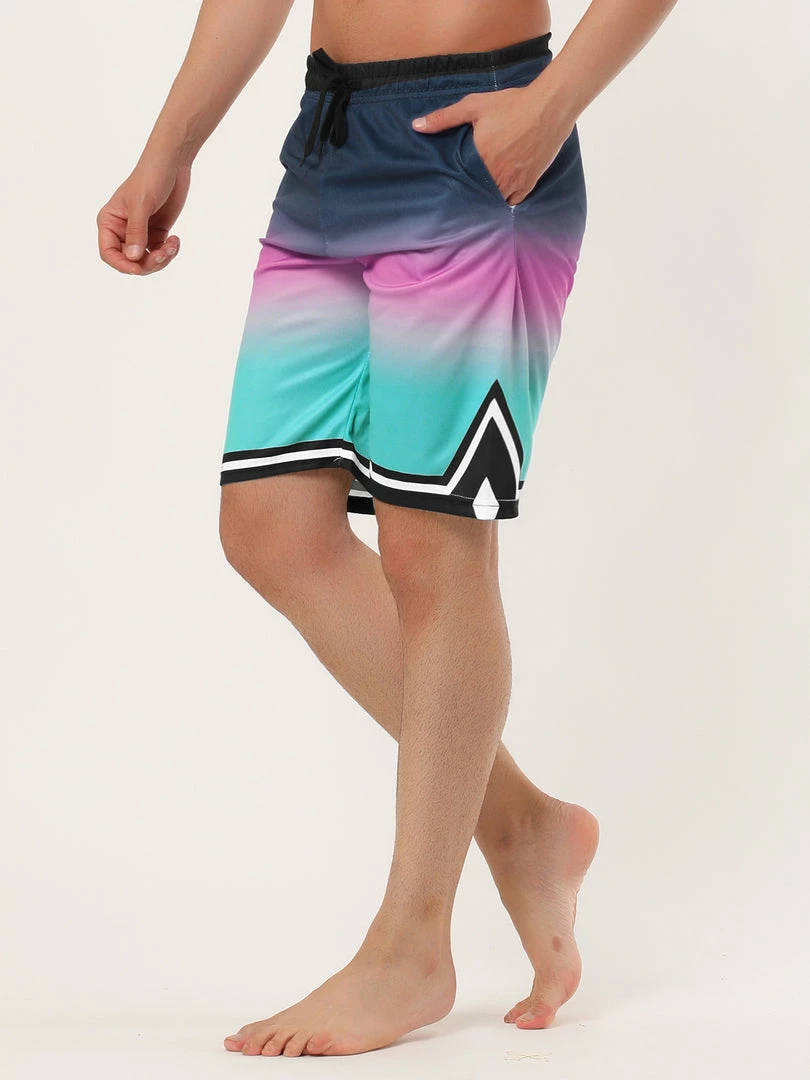 Allegra K Men's Summer Swim Shorts Color Block Drawstring Printed Boardshorts 17 Allegra K Men's Summer Swim Shorts Color Block Drawstring Printed Boardshorts