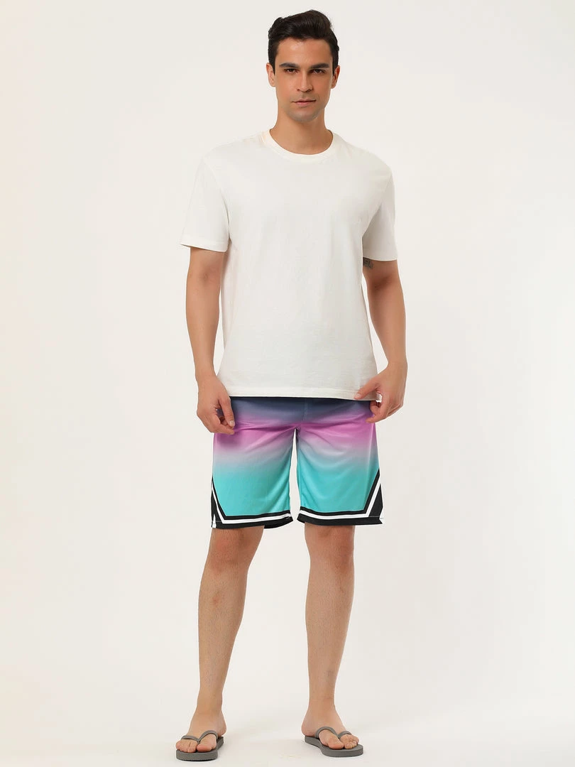 Allegra K Men's Summer Swim Shorts Color Block Drawstring Printed Boardshorts 18 Allegra K Men's Summer Swim Shorts Color Block Drawstring Printed Boardshorts