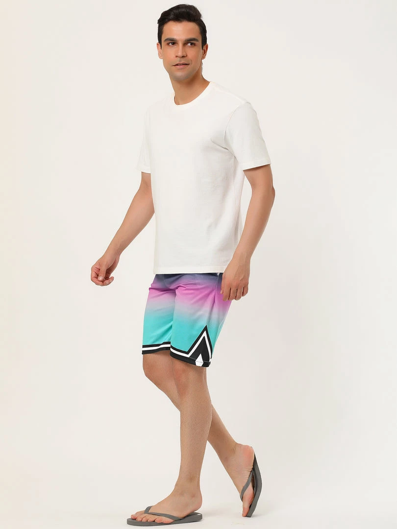 Allegra K Men's Summer Swim Shorts Color Block Drawstring Printed Boardshorts 19 Allegra K Men's Summer Swim Shorts Color Block Drawstring Printed Boardshorts