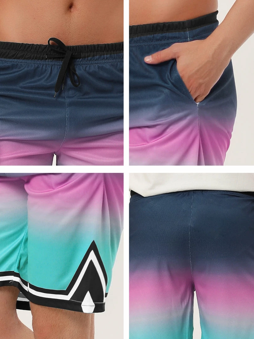 Allegra K Men's Summer Swim Shorts Color Block Drawstring Printed Boardshorts 21 Allegra K Men's Summer Swim Shorts Color Block Drawstring Printed Boardshorts