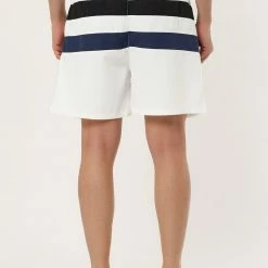 Allegra K Men's Swim Shorts Summer Striped Color Block Drawstring Waist Beach Board Shorts