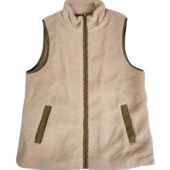 Allegra K Women's Sleeveless Full Zip Fuzzy Fleece Vest