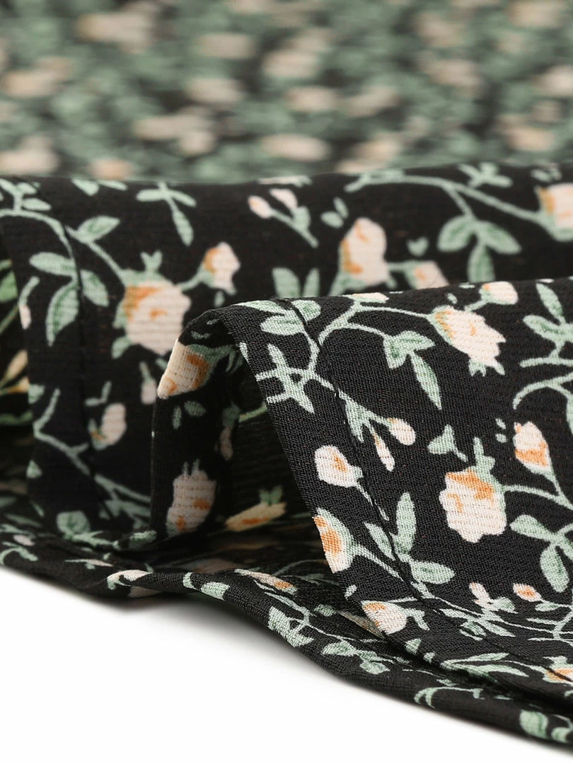 Allegra K Women's Floral Button Up Ruffle Stand Collar Long Sleeve Shirt 32 Allegra K Women's Floral Button Up Ruffle Stand Collar Long Sleeve Shirt