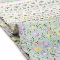 Allegra K Women's Ruffle Elegant Lace Trim V Neck Chiffon Top Ditsy Floral Blouse