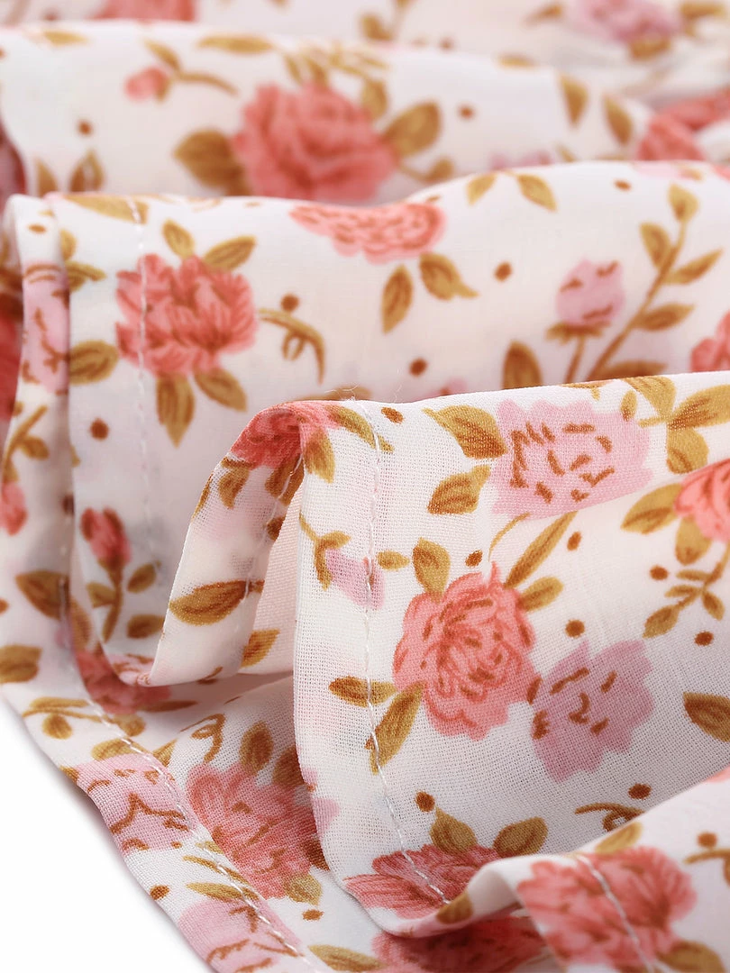 Allegra K Women's Smocked Elegant Ruffle Tie Neck Chiffon Floral Blouse 9 Allegra K Women's Smocked Elegant Ruffle Tie Neck Chiffon Floral Blouse